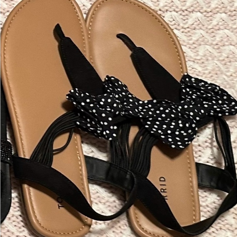 Torrid Black and White Bow Sandals